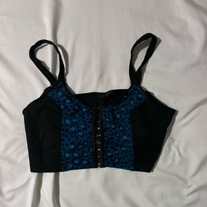 Blue Leopard Print - Black Tank (Clip Up)